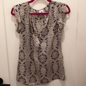 Cabi Tank Blouse in Orange/Navy/Tan